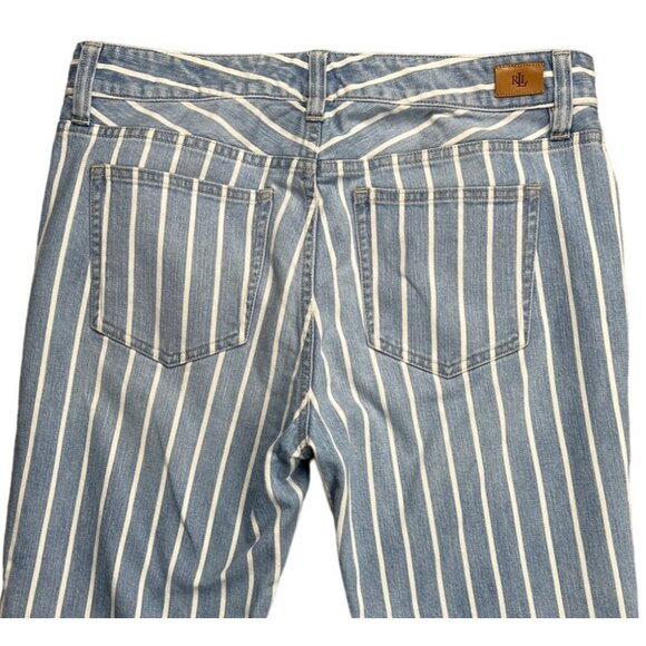Ralph Lauren Vertical Striped High Rise Jeans Size 8 - Picture 4 of 9